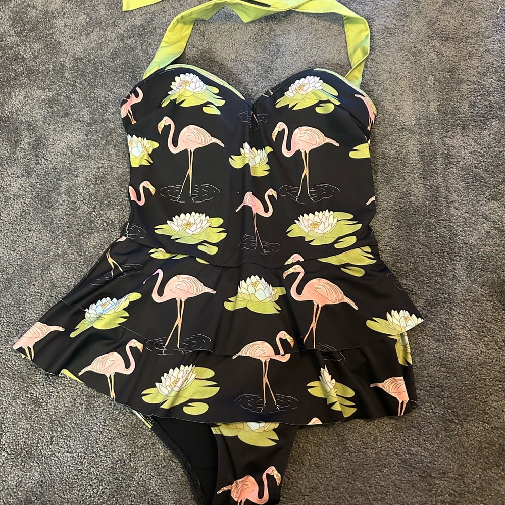 Modcloth Flamingo One Piece Swimsuit